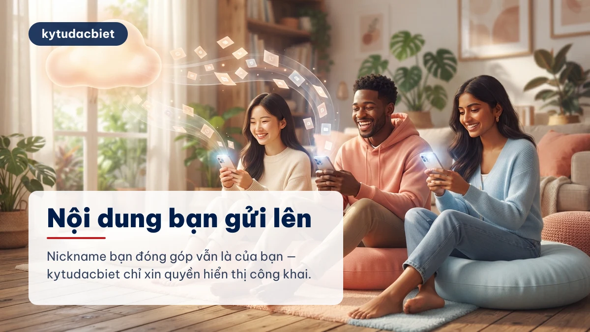 Quyền với nickname người dùng đóng góp trên kytudacbiet