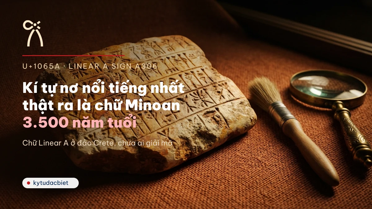 Phiến đất sét khắc chữ Linear A, nguồn gốc kí tự nơ 𐙚 U+1065A